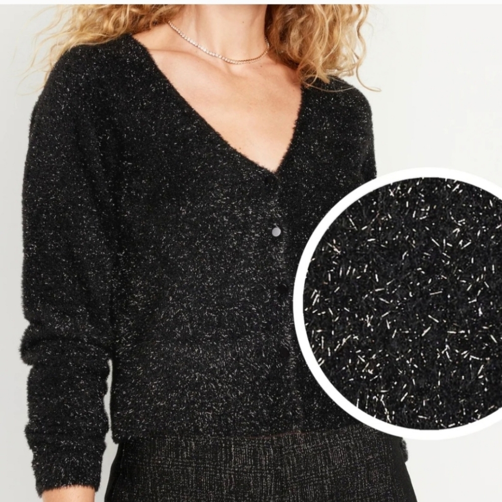 STYLE & CO WOMEN'S BLACK SPSRKLE CARDIGAN SIZE LARGE